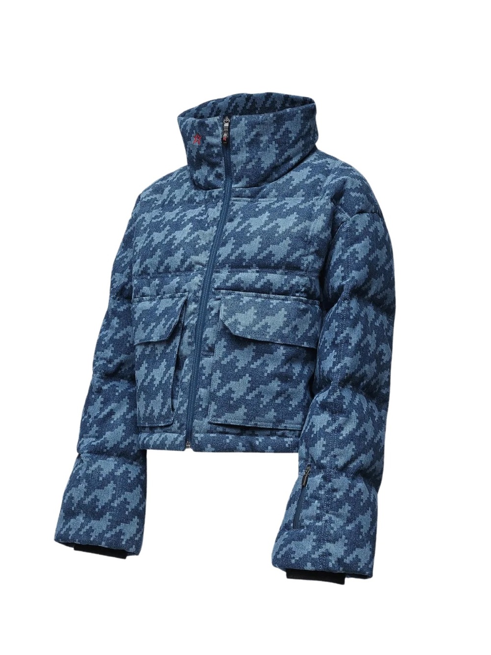 Nevada Padded Denim Jacket In Houndstooth-mid-indigo - Picture 5 of 5